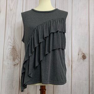 J Crew Size XL Drapey Ruffle Tank Gray Sleeveless Layered H0559